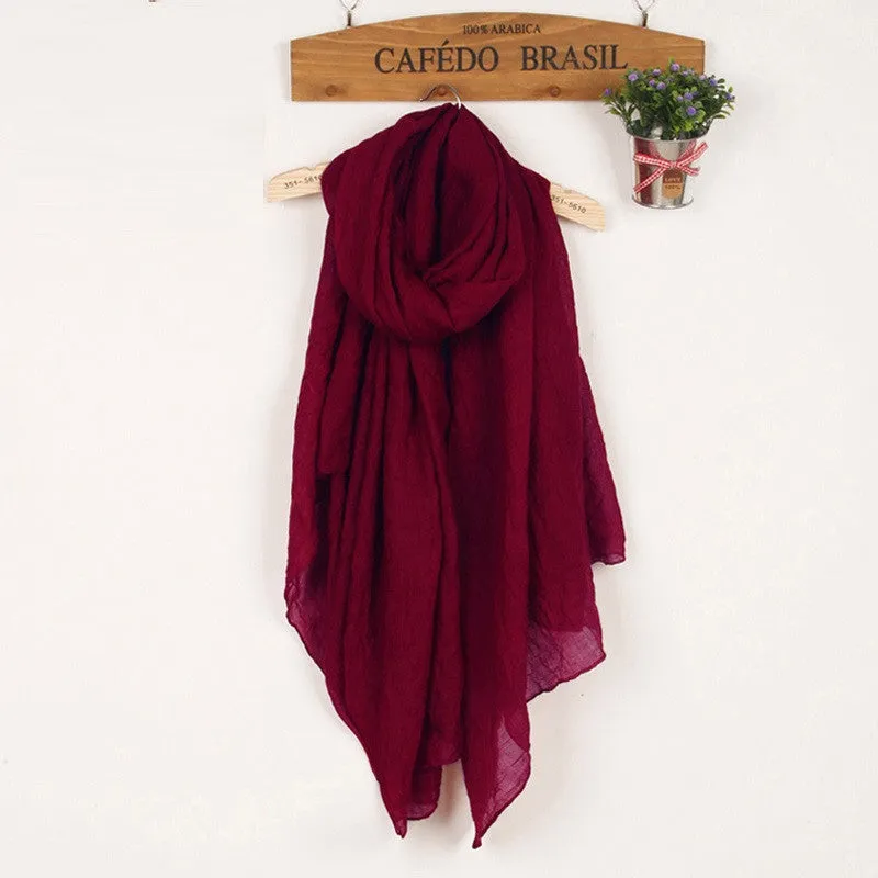 Women's Solid Color High Quality Linen Cotton Scarves For Winter/Autumn - 20 Colour