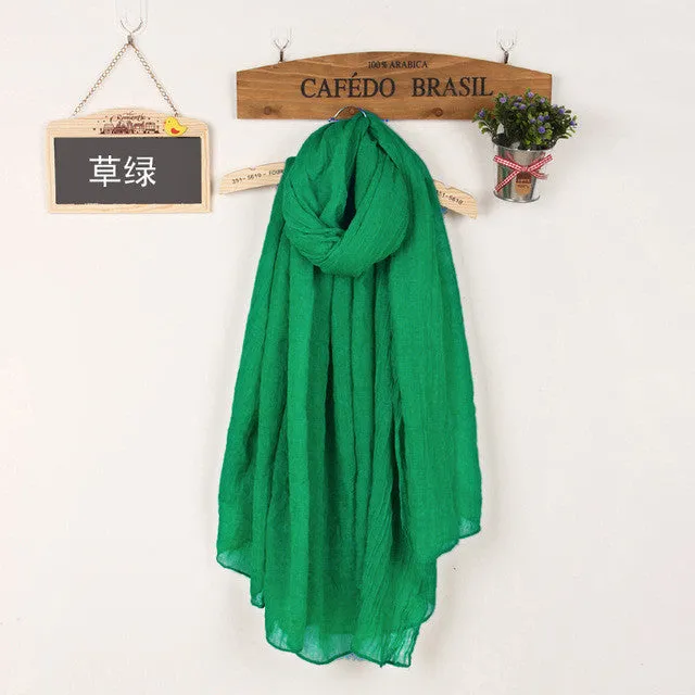 Women's Solid Color High Quality Linen Cotton Scarves For Winter/Autumn - 20 Colour