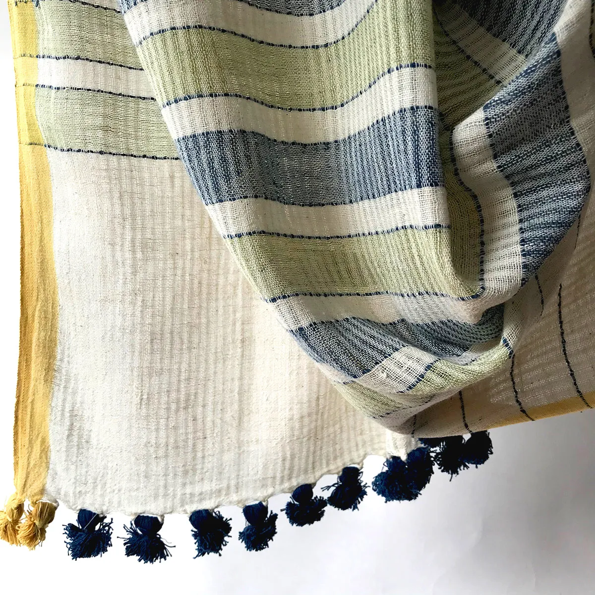 WomenWeave Handspun, Naturally Dyed Organic Cotton Shawl - WW535GM