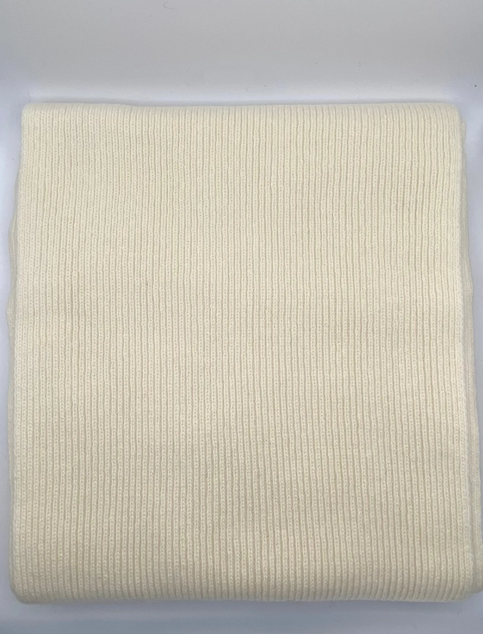 Wool & Cashmere Fine Ribbed Scarf - Ivory