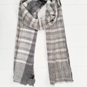 WOOL N CASHMERE BLEND GREY CHECKERED SOFT SHAWLS