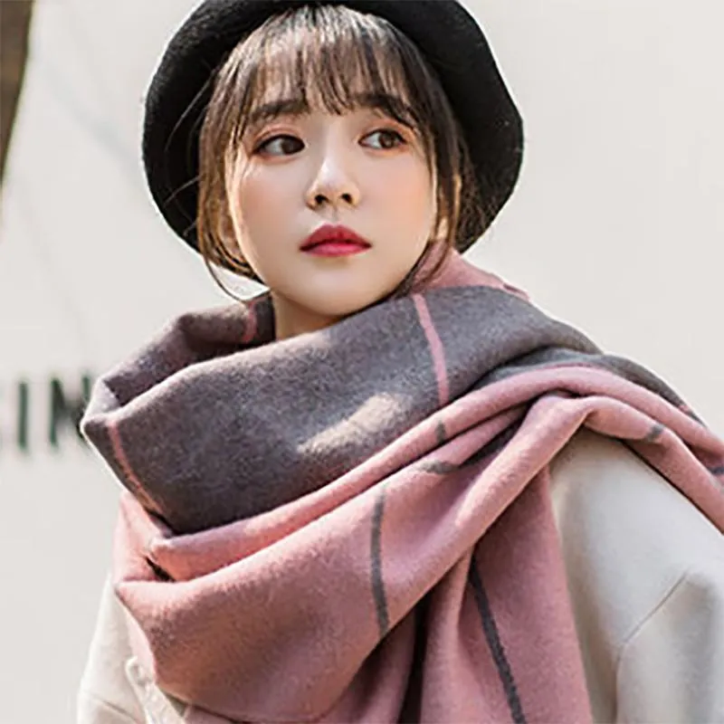 Woolen Scarf Women Winter Korean Version of Wild Youth Solid Color Imitation Cashmere Long Thick Warm Knitted Scarfs