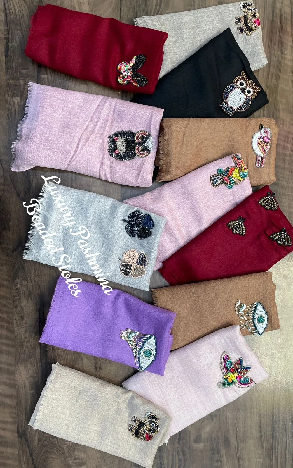 Woolen Stoles with beaded patch