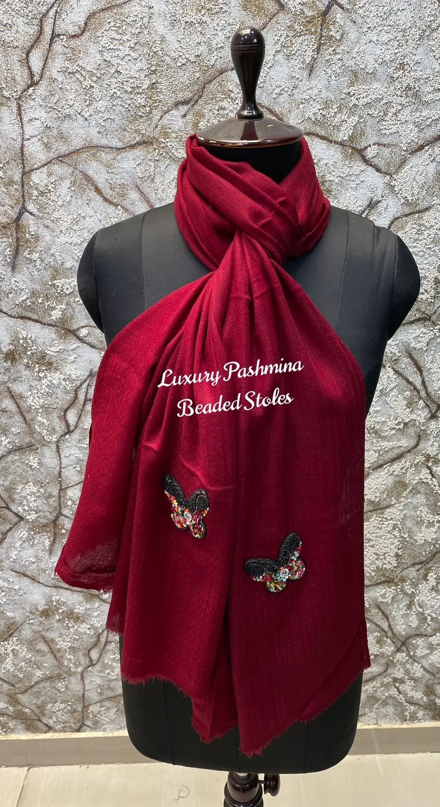 Woolen Stoles with beaded patch