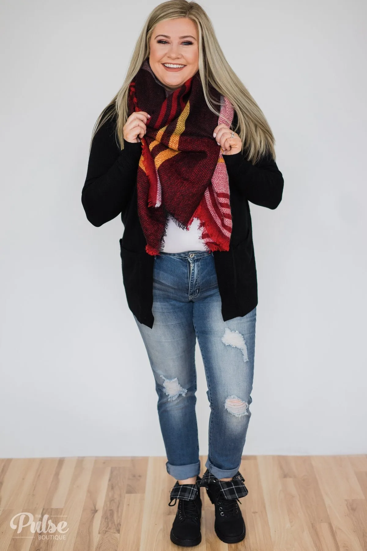 Wrap Around Me Blanket Scarf- Red
