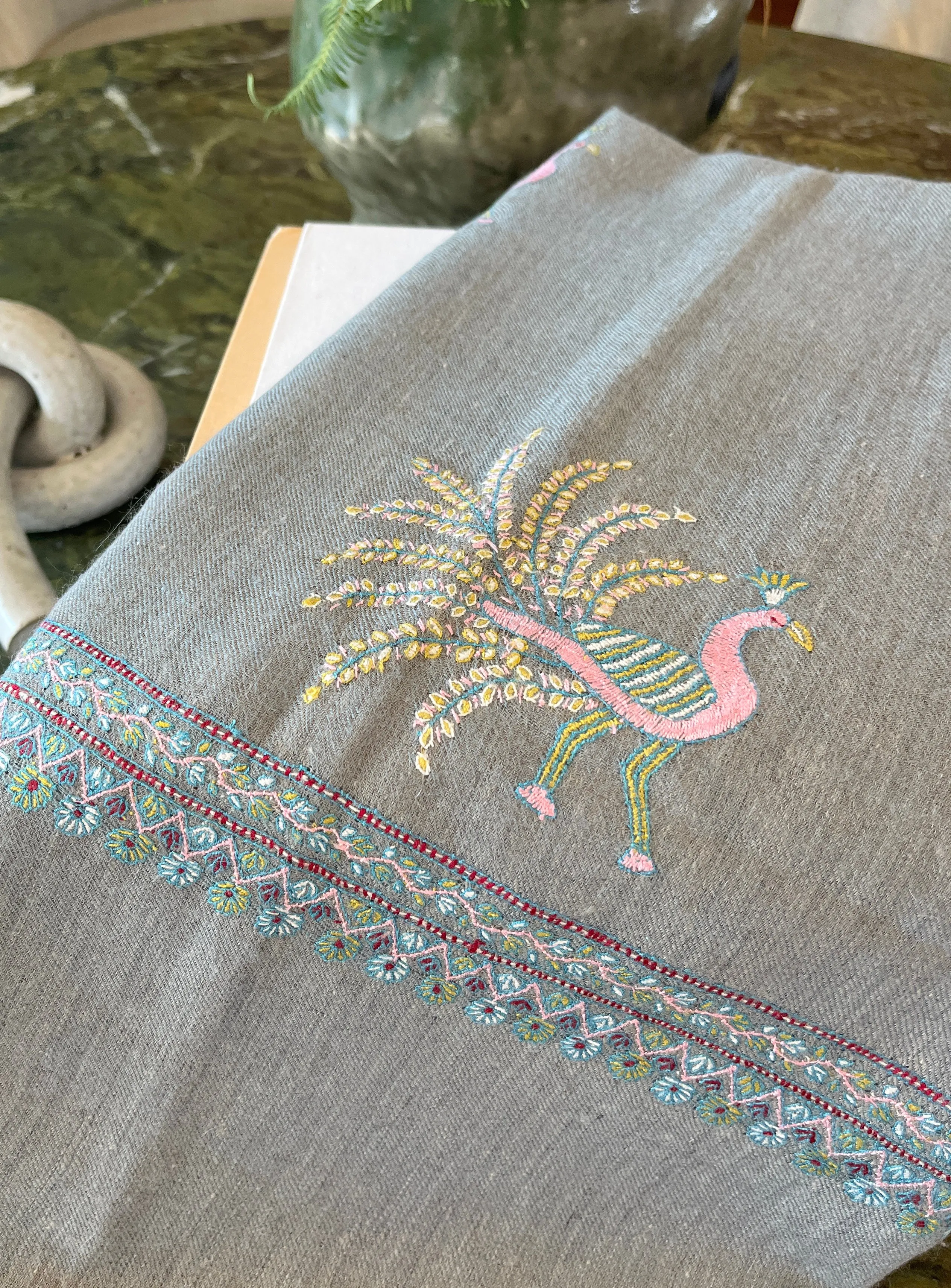 YASER | PEACOCK EMBROIDERED SHAWL