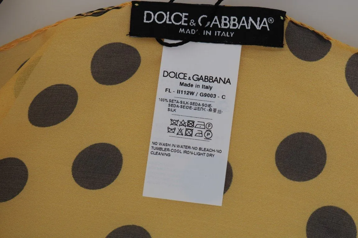 Yellow Black Polka Dotted Scarf