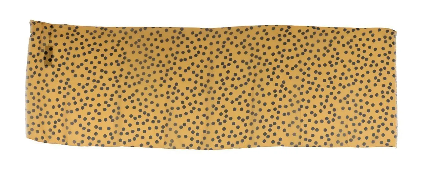 Yellow Black Polka Dotted Scarf