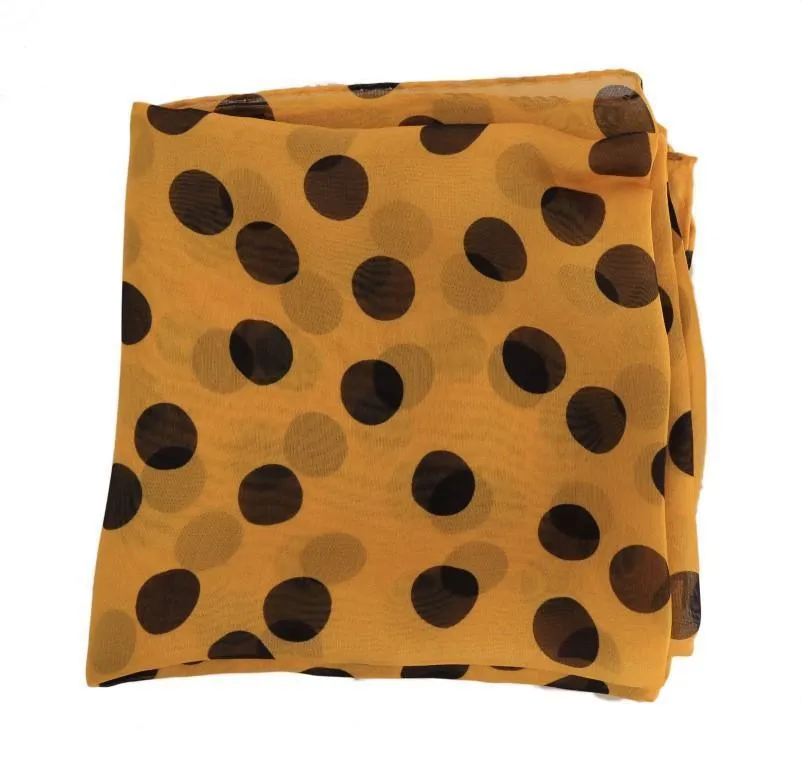 Yellow Polka Dotted Silk Scarf