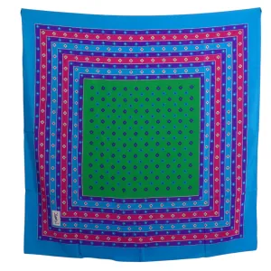 YVES SAINT LAURENT- Multi Color Print Silk Scarf