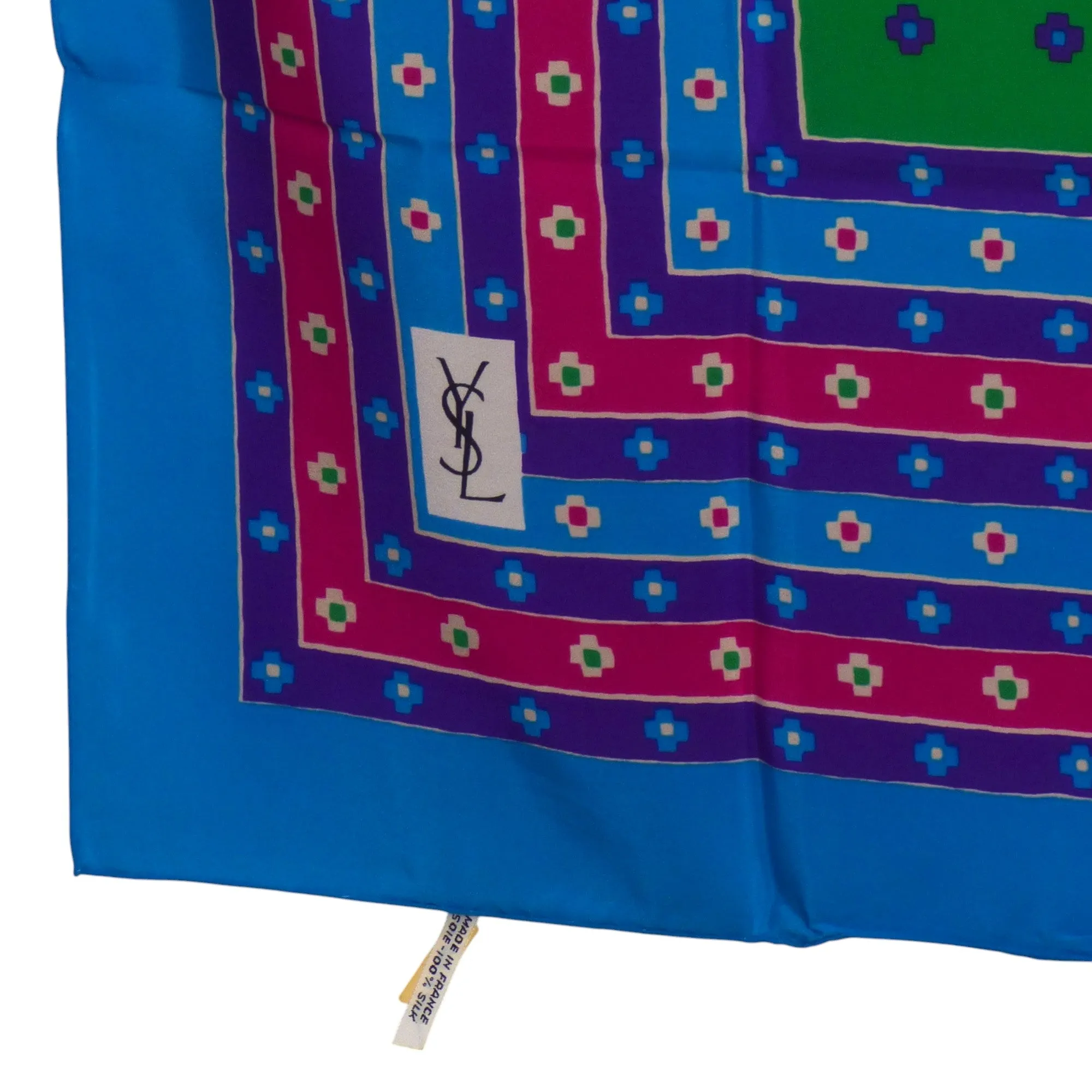 YVES SAINT LAURENT- Multi Color Print Silk Scarf