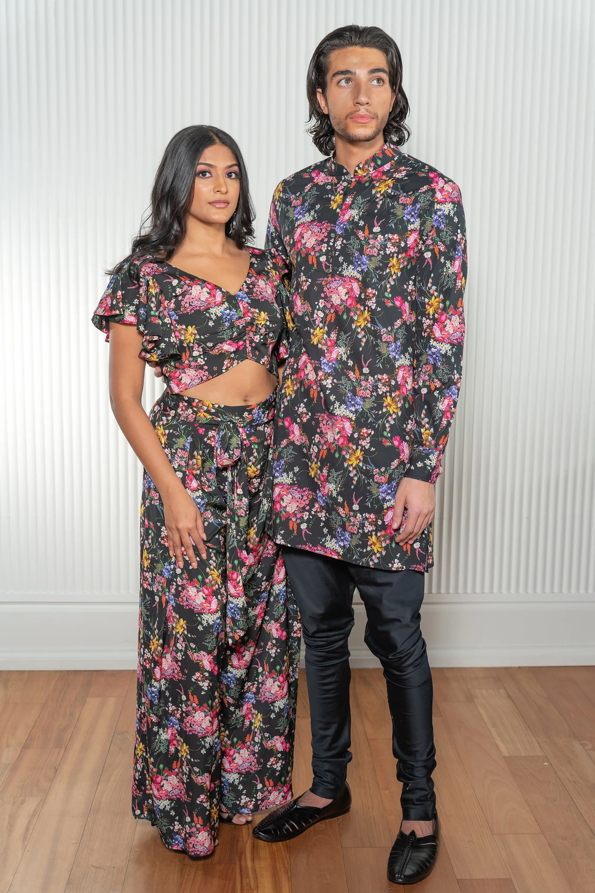 ZEE Black Floral Cotton Kurta
