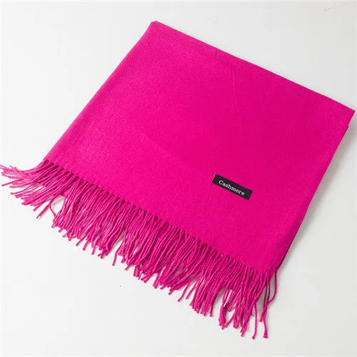 ZFQHJJ 200cmx70cm Winter Oversize Scarves Simple Fashion Warm Blanket Unisex Solid Wraps Cashmere Scarf Shawl Pashmina 20 colors
