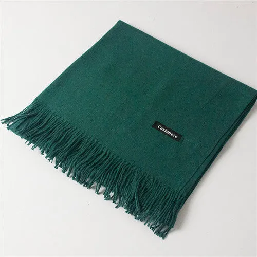 ZFQHJJ 200cmx70cm Winter Oversize Scarves Simple Fashion Warm Blanket Unisex Solid Wraps Cashmere Scarf Shawl Pashmina 20 colors