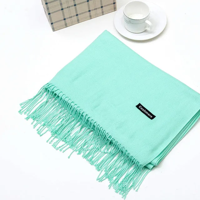 ZFQHJJ 200cmx70cm Winter Oversize Scarves Simple Fashion Warm Blanket Unisex Solid Wraps Cashmere Scarf Shawl Pashmina 20 colors