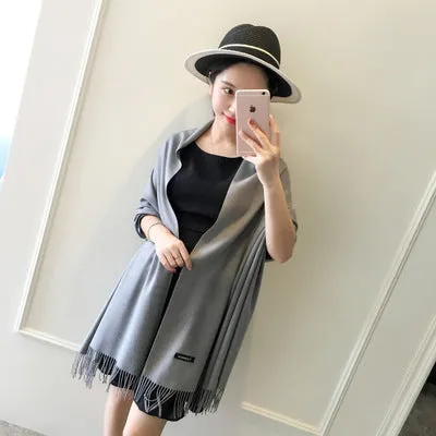 ZFQHJJ 200cmx70cm Winter Oversize Scarves Simple Fashion Warm Blanket Unisex Solid Wraps Cashmere Scarf Shawl Pashmina 20 colors