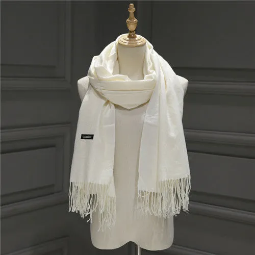 ZFQHJJ 200cmx70cm Winter Oversize Scarves Simple Fashion Warm Blanket Unisex Solid Wraps Cashmere Scarf Shawl Pashmina 20 colors