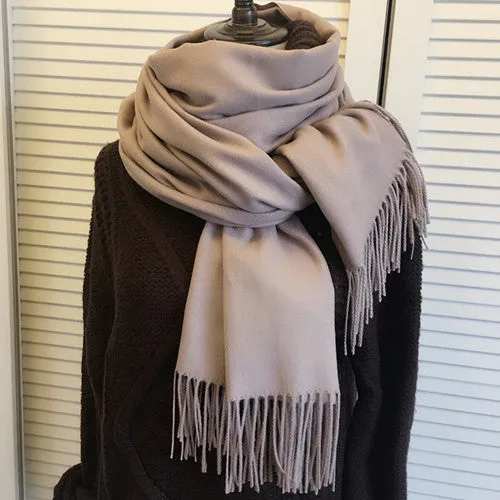 ZFQHJJ 200cmx70cm Winter Oversize Scarves Simple Fashion Warm Blanket Unisex Solid Wraps Cashmere Scarf Shawl Pashmina 20 colors