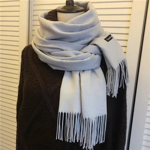 ZFQHJJ 200cmx70cm Winter Oversize Scarves Simple Fashion Warm Blanket Unisex Solid Wraps Cashmere Scarf Shawl Pashmina 20 colors