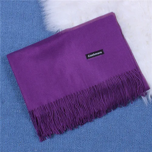 ZFQHJJ 200cmx70cm Winter Oversize Scarves Simple Fashion Warm Blanket Unisex Solid Wraps Cashmere Scarf Shawl Pashmina 20 colors