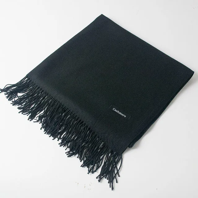 ZFQHJJ 200cmx70cm Winter Oversize Scarves Simple Fashion Warm Blanket Unisex Solid Wraps Cashmere Scarf Shawl Pashmina 20 colors