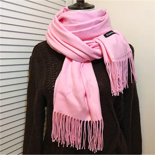 ZFQHJJ 200cmx70cm Winter Oversize Scarves Simple Fashion Warm Blanket Unisex Solid Wraps Cashmere Scarf Shawl Pashmina 20 colors