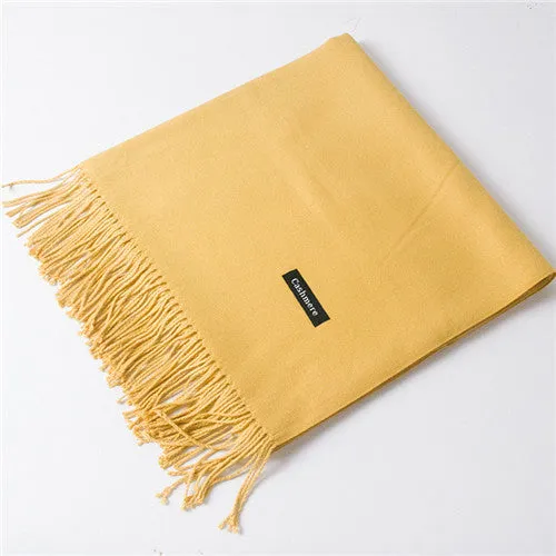 ZFQHJJ 200cmx70cm Winter Oversize Scarves Simple Fashion Warm Blanket Unisex Solid Wraps Cashmere Scarf Shawl Pashmina 20 colors