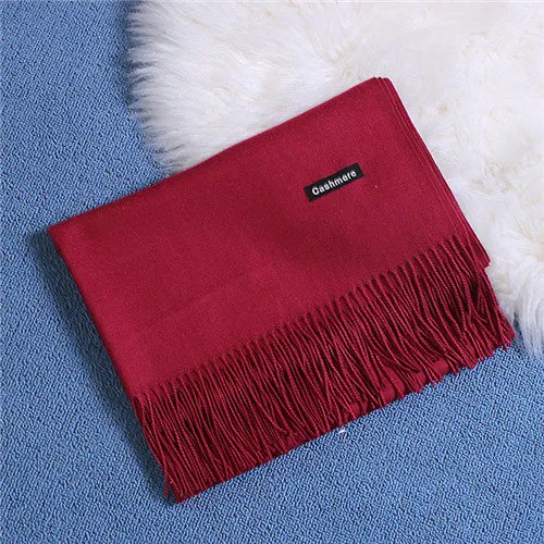 ZFQHJJ 200cmx70cm Winter Oversize Scarves Simple Fashion Warm Blanket Unisex Solid Wraps Cashmere Scarf Shawl Pashmina 20 colors
