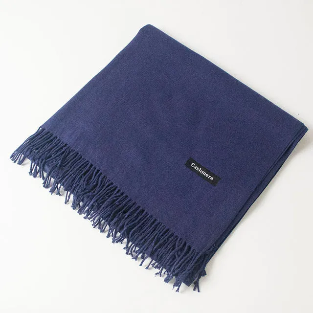 ZFQHJJ 200cmx70cm Winter Oversize Scarves Simple Fashion Warm Blanket Unisex Solid Wraps Cashmere Scarf Shawl Pashmina 20 colors