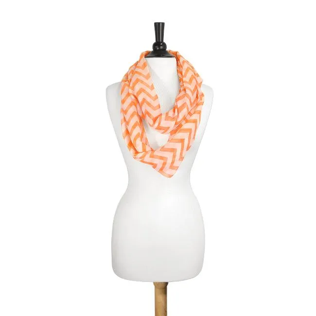 Zig Zag Neon Orange Infinity Scarf